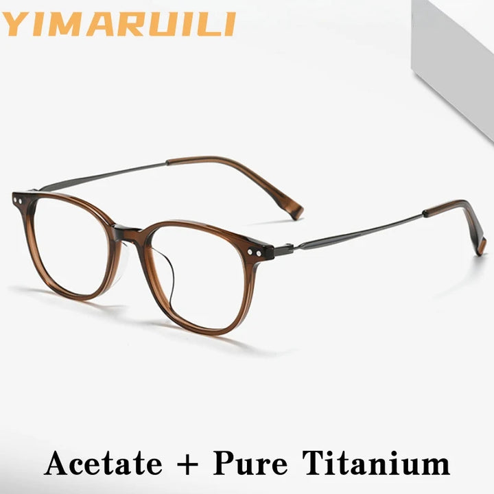 Yimaruili Unisex Full Rim Oval Titanium &amp; Acetate Eyeglasses GG504F — view 1 | Yimaruili at FuzWeb