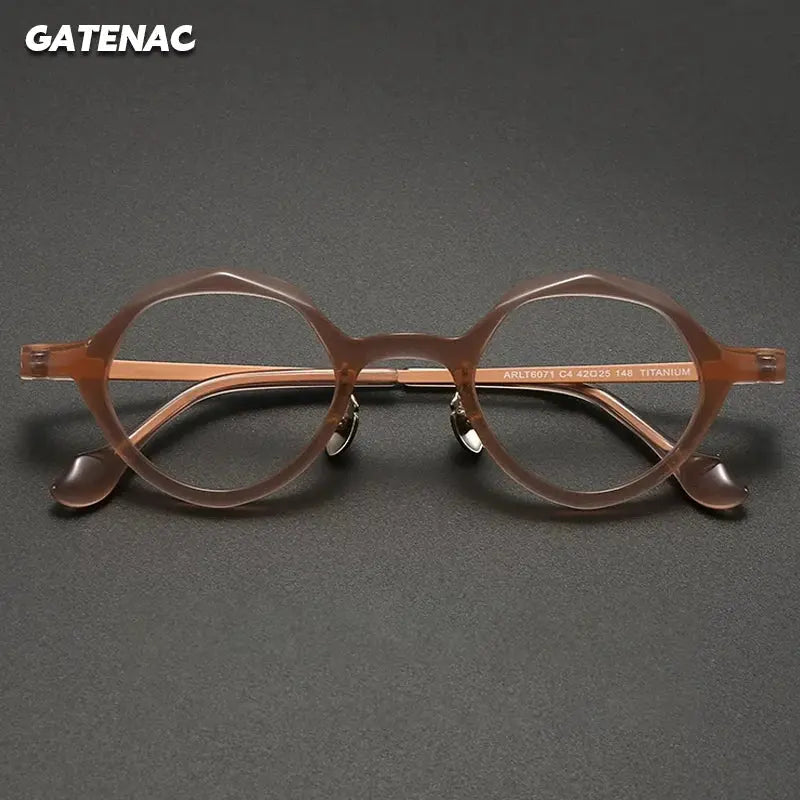 Gatenac Unisex Full Rim Oval Round Acetate Titanium Eyeglasses 896071 FuzWeb