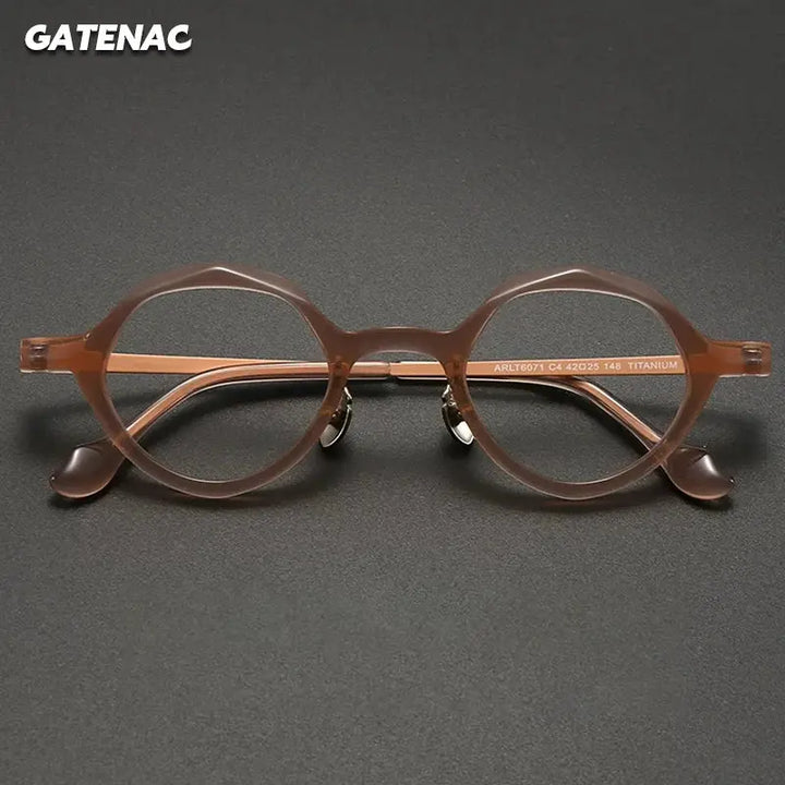 Gatenac Unisex Full Rim Oval Round Acetate Titanium Eyeglasses 896071 FuzWeb