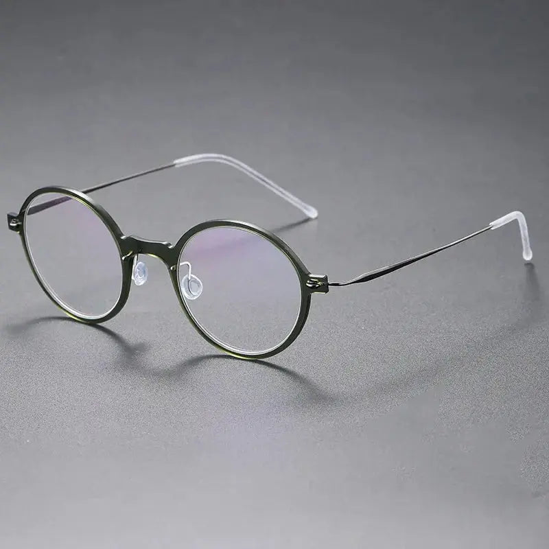 Bobbie Unisex Full Rim Round Titanium Eyeglasses 650800 FuzWeb