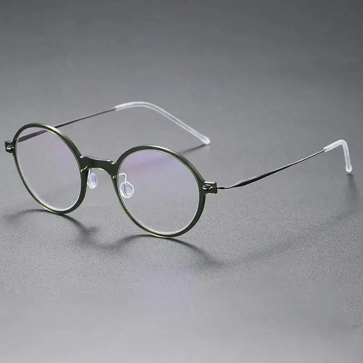 Bobbie Unisex Full Rim Round Titanium Eyeglasses 650800 FuzWeb