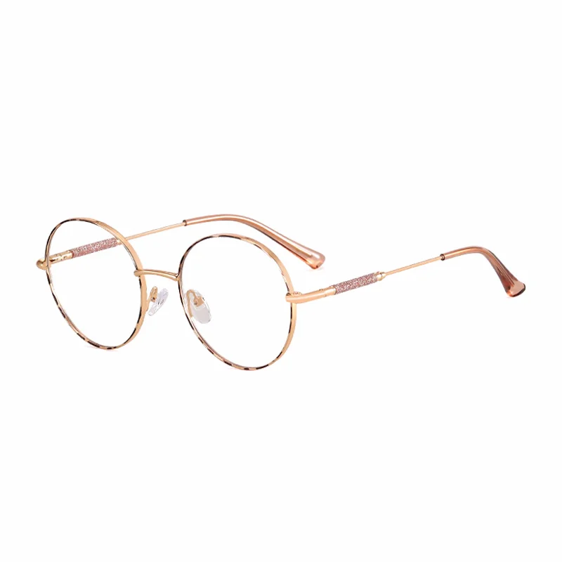 Ralferty Women's Full Rim Round Alloy Acetate Eyeglasses 95818 Full Rim Ralferty C13 Leopard CHINA 