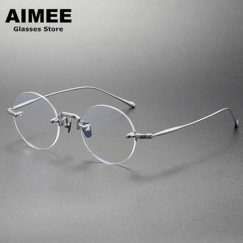 Aimee Men's Rimless Round Titanium Eyeglasses 3105 Rimless Aimee   