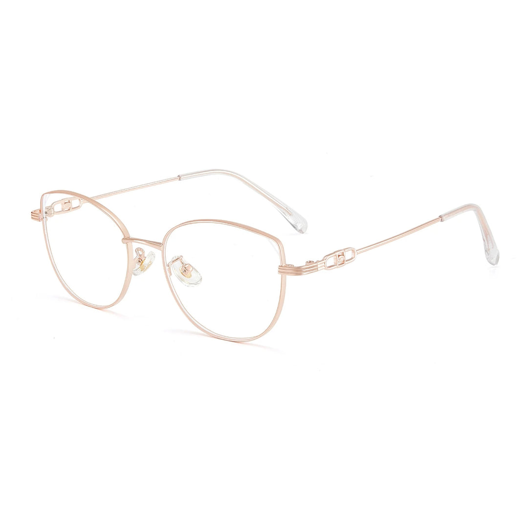 Yimaruili Women's Full Rim Round Cat Eye Alloy Eyeglasses 931181