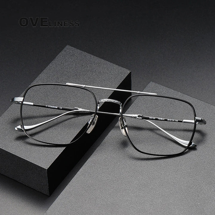 Oveliness Unisex Full Rim Square Double Bridge Titanium Eyeglasses Om3123 Full Rim Oveliness   