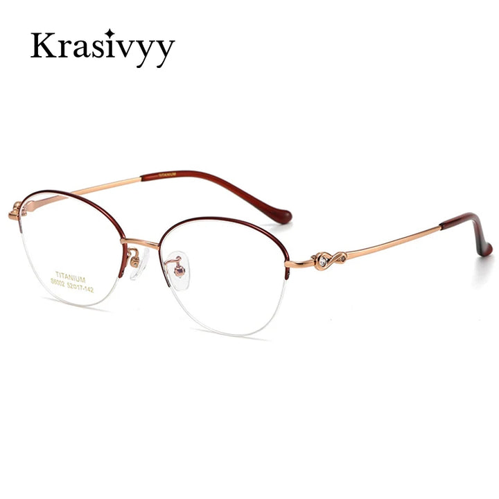 Krasivyy Women's Semi Rim Oval Round Titanium Eyeglasses 446002 Semi Rim Krasivyy   