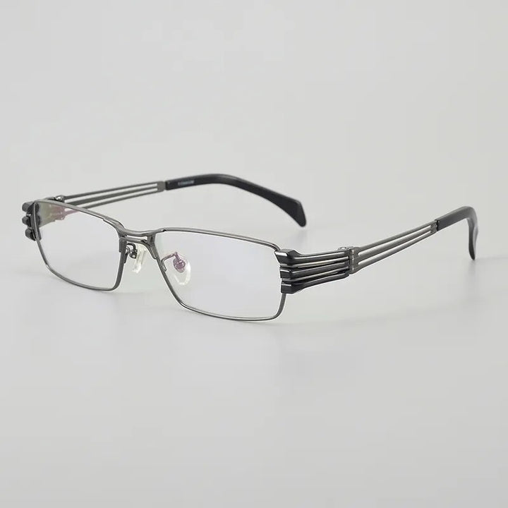 Muzz Men's Full Rim Small Square Titanium Eyeglasses 1191q Full Rim Muzz Gray  
