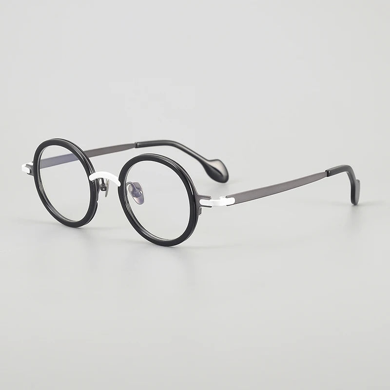 Muzz Unisex Full Rim Round Acetate Titanium Eyeglasses 817402