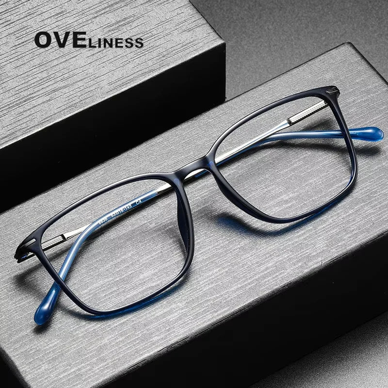 Oveliness Women's Full Rim Square Acetate Titanium Eyeglasses 8636 Full Rim Oveliness   