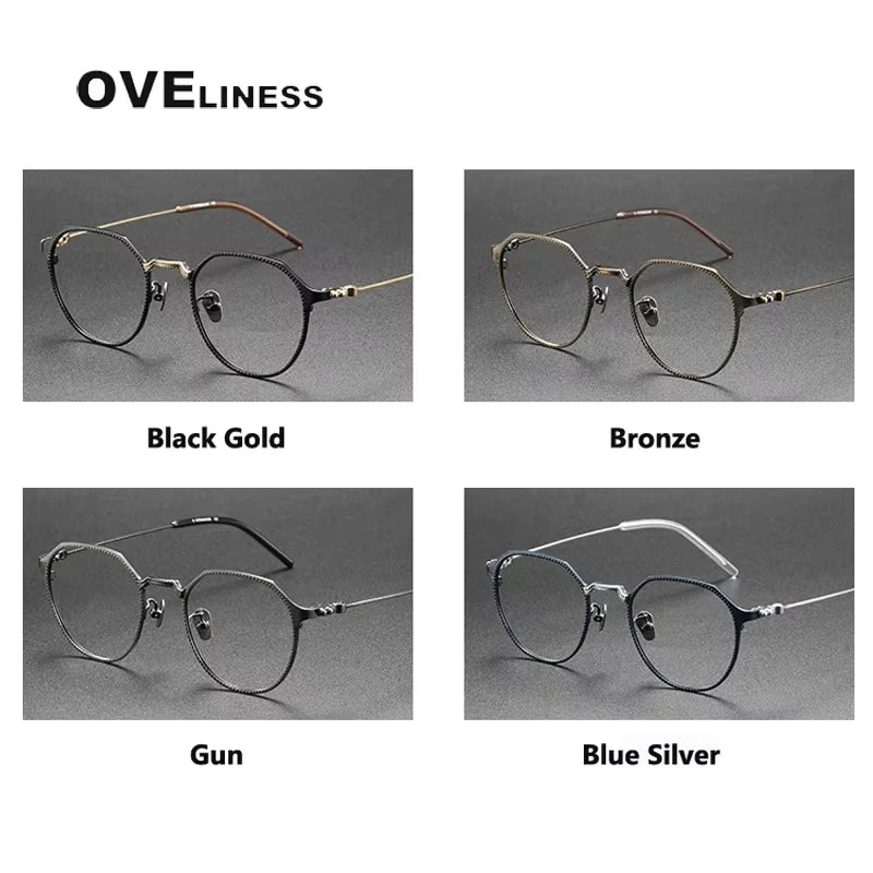 Oveliness Unisex Full Rim Flat Top Square Oval Titanium Eyeglasses 14121 Full Rim Oveliness   