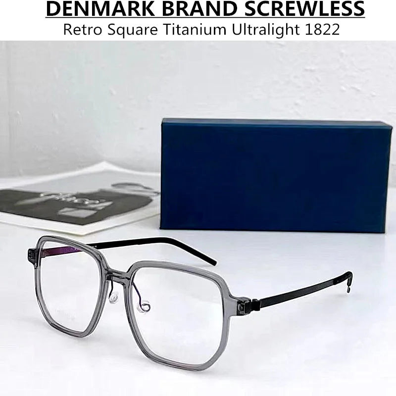 Aimee Unisex Full Rim Square Screwless Titanium Acetate Eyeglasses 1822 Full Rim Aimee   