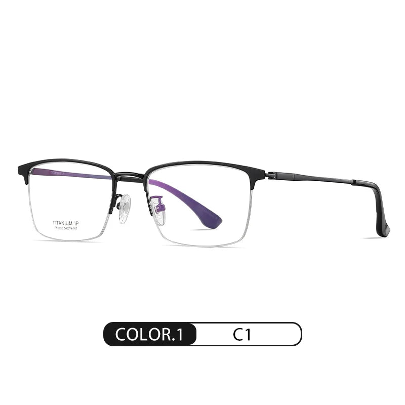 Reven Jate Unisex Semi Rim Square Titanium Acetate Eyeglasses 51102 Semi Rim Reven Jate C1