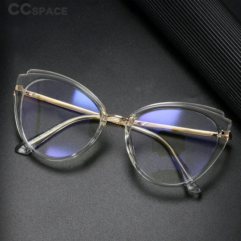 CCSpace Unisex Full Rim Cat Eye Tr 90 Titanium Hyperopic Reading Glasses R48270 Reading Glasses CCspace   