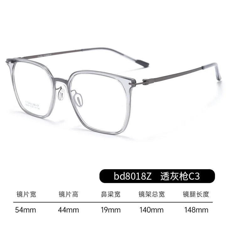 Bclear Unisex Full Rim Square Tr 90 Titanium Eyeglasses 18018