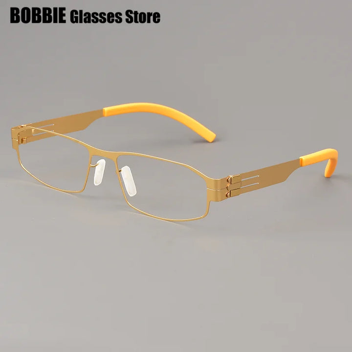 Bobbie Unisex Full Rim Small Square Screwless Steel Eyeglasses 541830