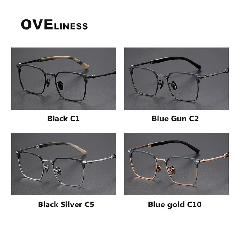 Oveliness Men's Full Rim Square Titanium Eyeglasses O2334 Full Rim Oveliness   