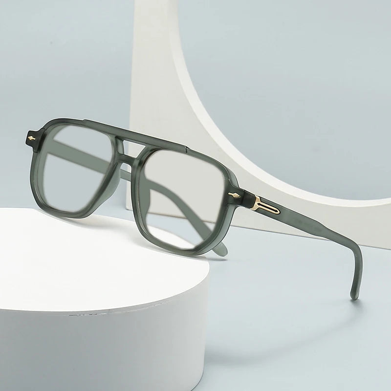 Kocolior Unisex Full Rim Square Double Bridge Tr 90 Photochromic Reading Glasses 60904