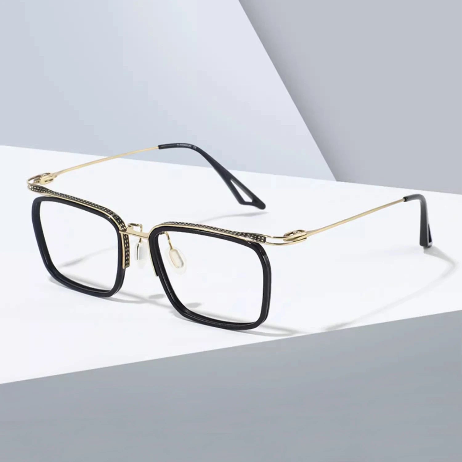 Black Mask Unisex Full Rim Square Titanium Acetate Eyeglasses 80863 Full Rim Black Mask