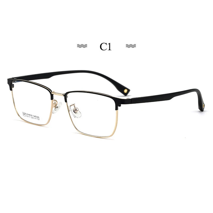 Hotochki Men's Full Rim Square Titanium Alloy Tr 90 Eyeglasses 79111