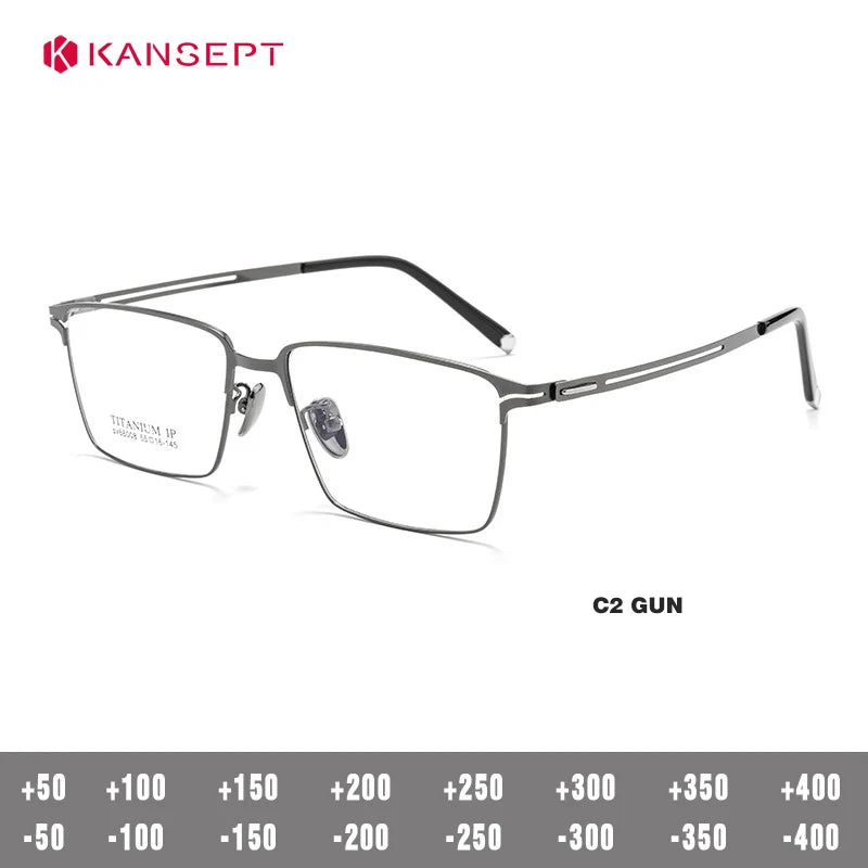 Kansept Men's Semi Rim Square Brow Line Alloy Reading Glasses 66008