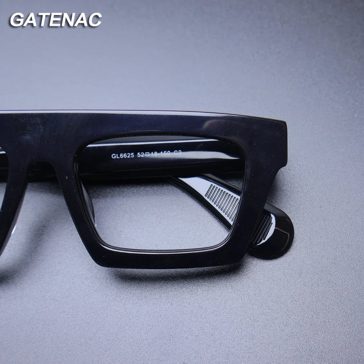 Gatenac Unisex Full Rim Square Acetate Eyeglasses Gxyj-1176 Full Rim Gatenac   