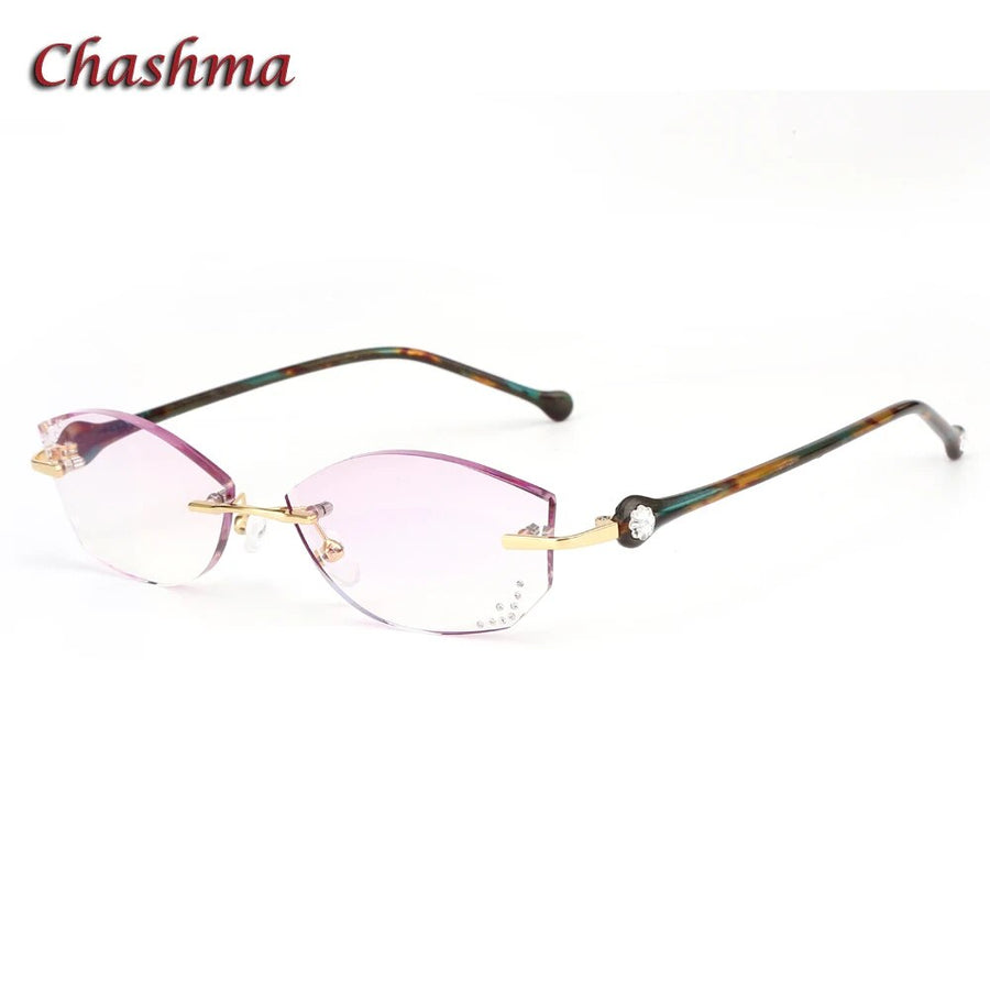 Chashma Ochki Women's Rimless Square Titanium Eyeglasses 77007 Rimless Chashma Ochki   