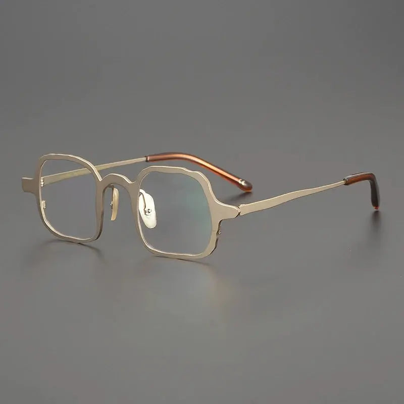 Gatenac Unisex Full Rim Irregular Square Titanium Eyeglasses 670086 FuzWeb