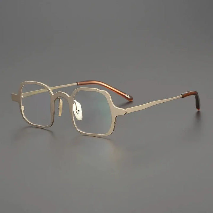 Gatenac Unisex Full Rim Irregular Square Titanium Eyeglasses 670086 FuzWeb