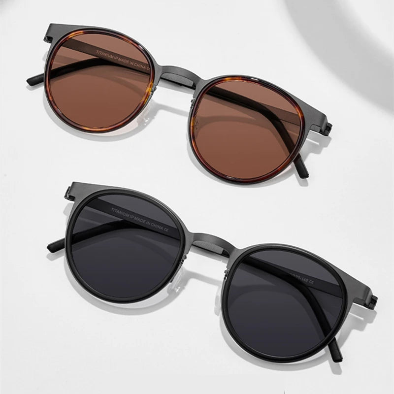 Black Mask Unisex Full Rim Round Titanium Polarized Sunglasses BM-9704S - view 3