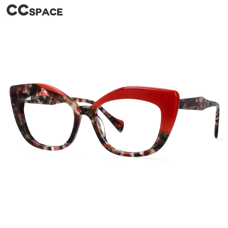 CCSpace Women's Full Rim Square Cat Eye Acetate Hyperopic Reading Glasses R56960 Reading Glasses CCspace   