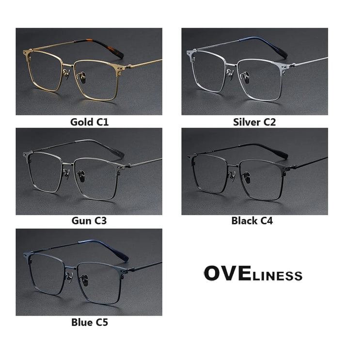 Oveliness Men's Full Rim Square Titanium Eyeglasses 8108 Full Rim Oveliness   