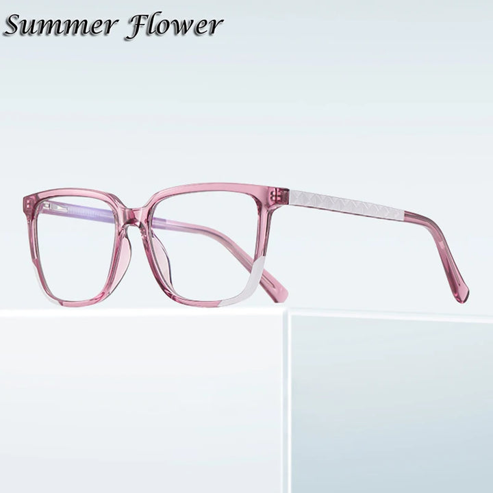 Summer Flower Women's Full Rim Square Tr 90 Titanium Eyeglasses 213544