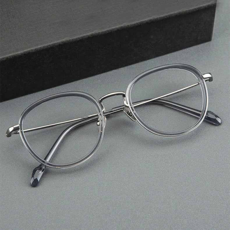 Black Mask Unisex Full Rim Round Titanium Eyeglasses BM-GH0084