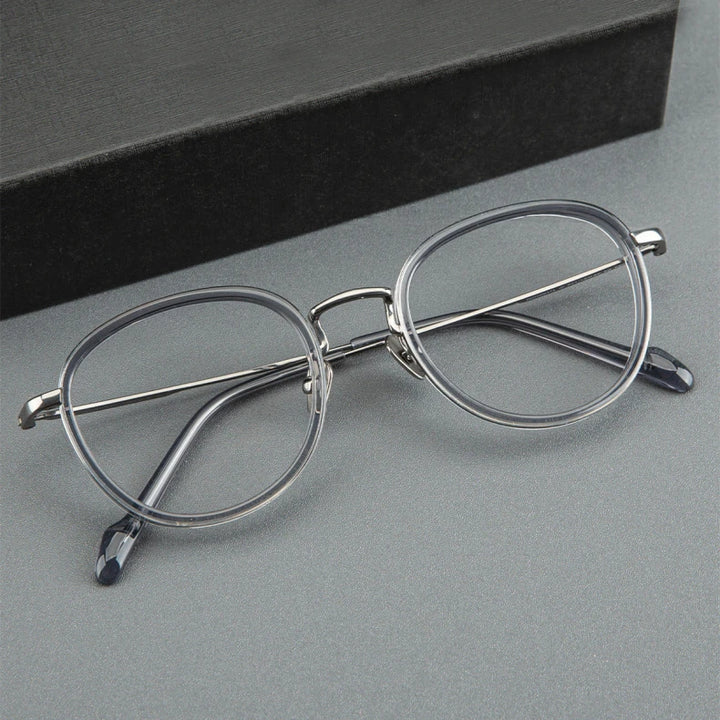 Black Mask Unisex Full Rim Round Titanium Eyeglasses BM-GH0084