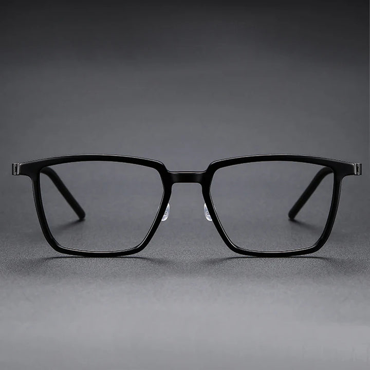 Black Mask Unisex Full Rim Big Square Titanium Acetate Eyeglasses D844 Full Rim Black Mask   