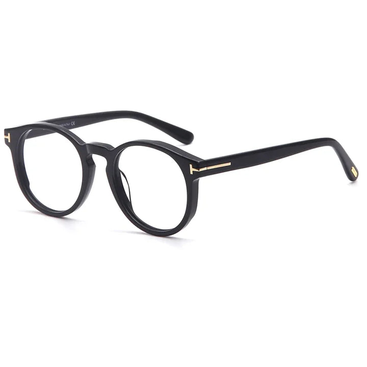 Aror Unisex Full Rim Round Acetate Eyeglasses 494591 Full Rim Aror BLACK