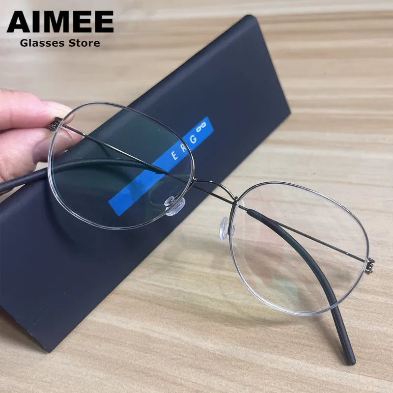 Aimee Women's Full Rim Oval Round Screwless Titanium Eyeglasses 43138