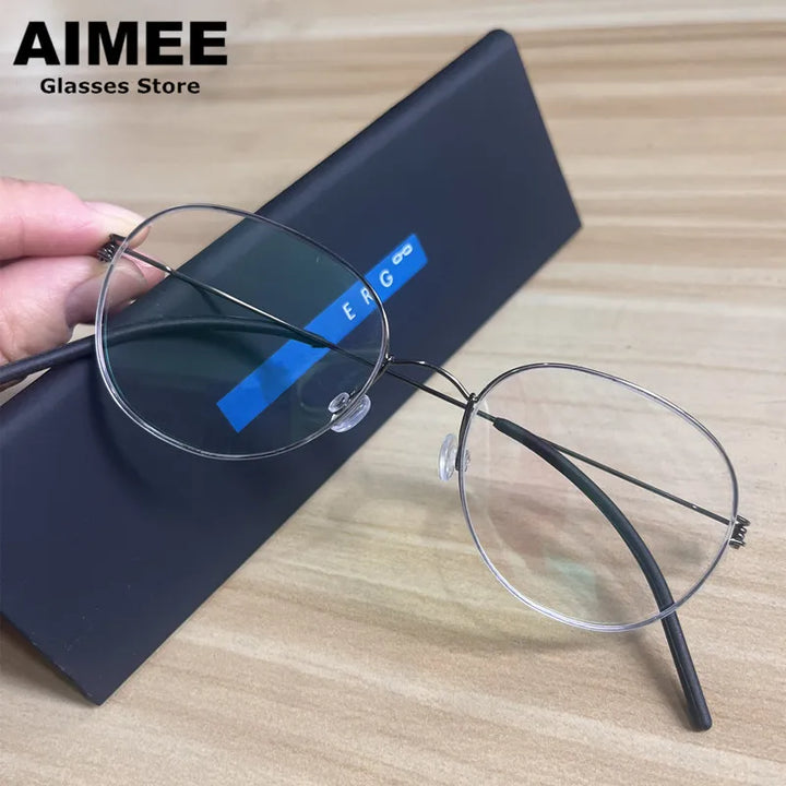 Aimee Women's Full Rim Oval Round Screwless Titanium Eyeglasses 43138