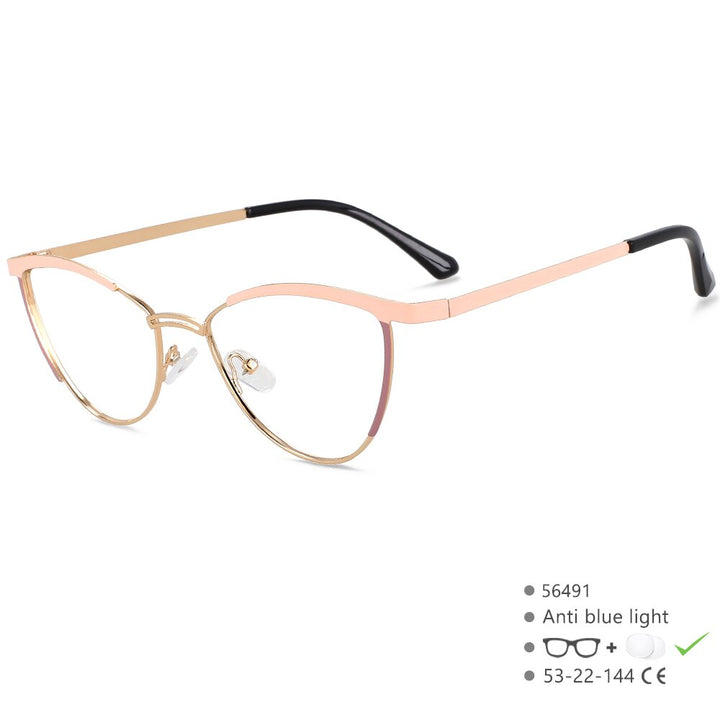 CCSpace Women's Full Rim Cat Eye Alloy Eyeglasses 56491 Full Rim CCspace Pink  