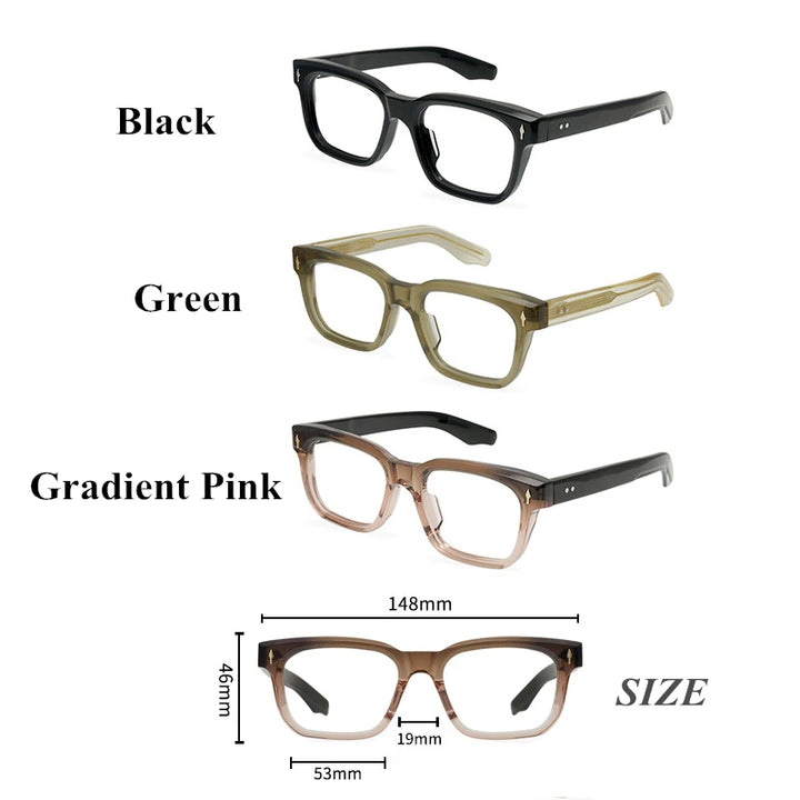 Black Mask Unisex Full Rim Square Acetate Eyeglasses 14846 Full Rim Black Mask   