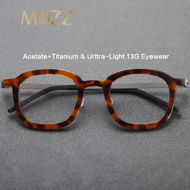 Muzz Unisex Full Rim Square Titanium Acetate Eyeglasses 1050 Full Rim Muzz   