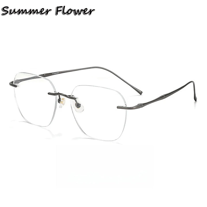 Summer Flower Unisex Rimless Polygon Square Steel Eyeglasses 699632