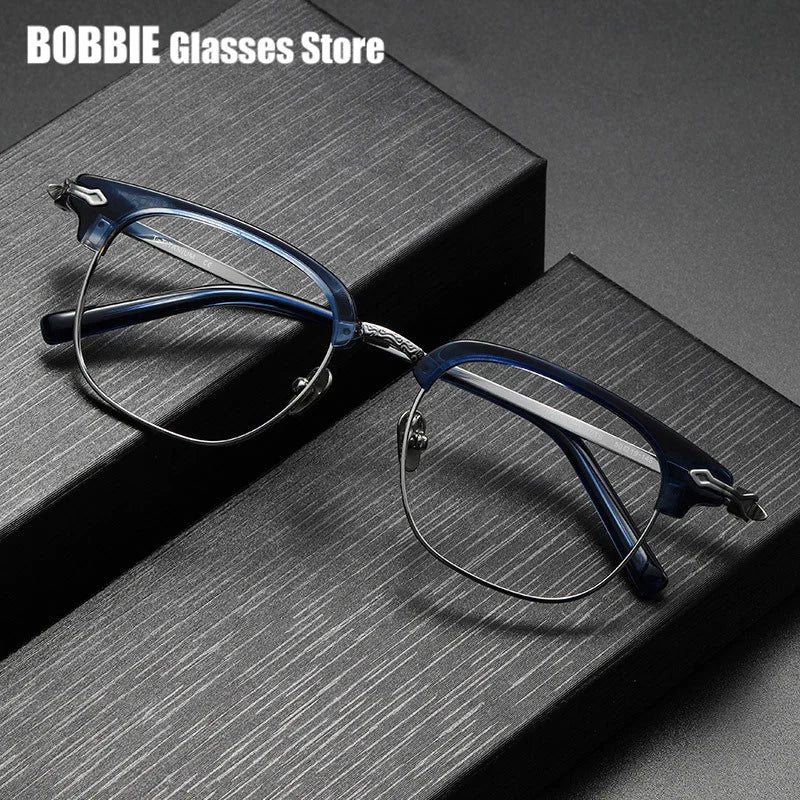 Bobbie Unisex Full Rim Square Titanium Acetate Eyeglasses 692306