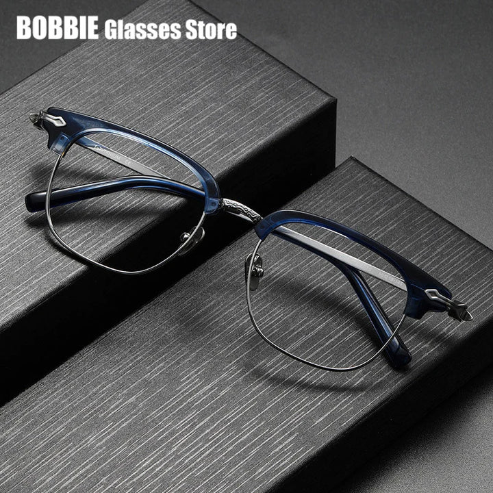 Bobbie Unisex Full Rim Square Titanium Acetate Eyeglasses 692306