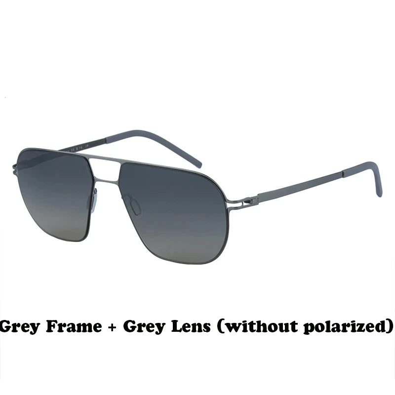 Aimee Men's Full Rim Oval Double Bridge Screwless Titanium Sunglasses 19140