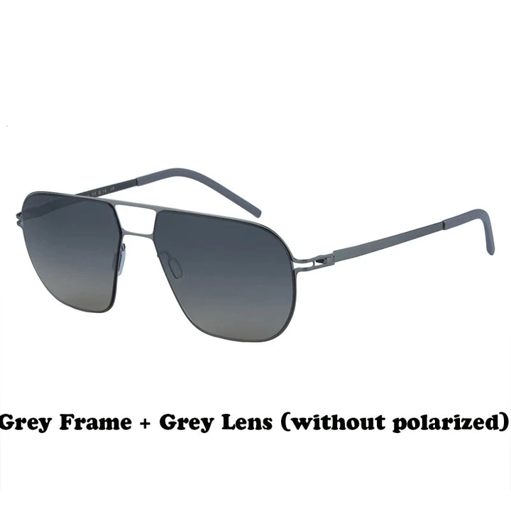 Aimee Men's Full Rim Oval Double Bridge Screwless Titanium Sunglasses 19140