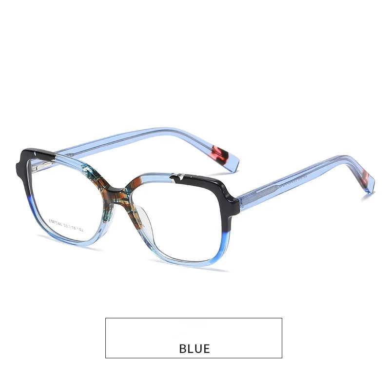 KatKani  Women's Full Rim Square Acetate Eyeglasses Em7046 Full Rim KatKani Eyeglasses BLUE  