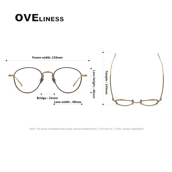 Oveliness Unisex Full Rim Round Titanium Eyeglasses M3096 Full Rim Oveliness   