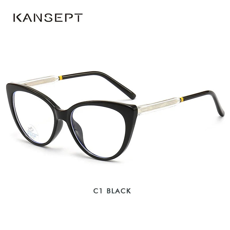 Kansept Women's Full Rim Cat Eye Polycarbonate Eyeglasses 8342 Full Rim Kansept 8342C1 CHINA 