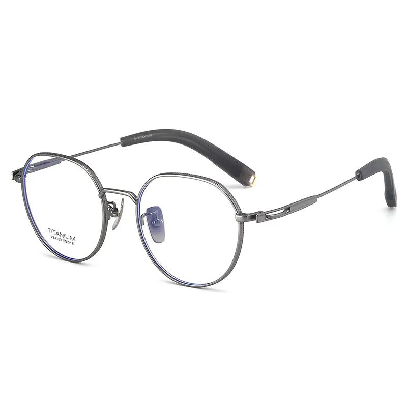 Hdcrafter Unisex Full Rim Round Titanium Eyeglasses Lsa0181 Full Rim Hdcrafter Eyeglasses Gun  